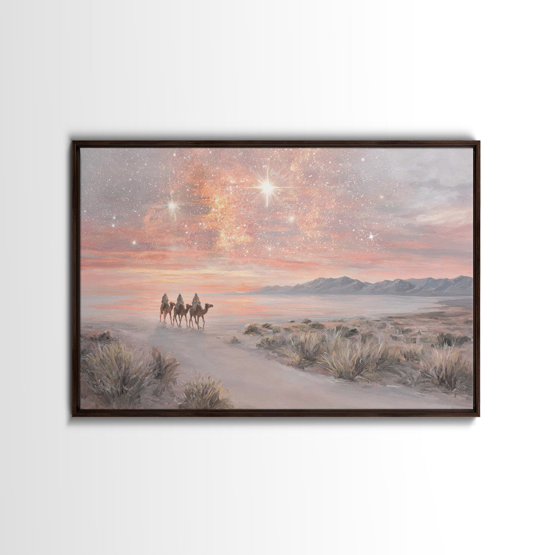 Desert Star Journey – Framed Canvas Print – Christian Christmas Art – Christian Wall Art – Christmas Art – Christian Art Canvas – Christian