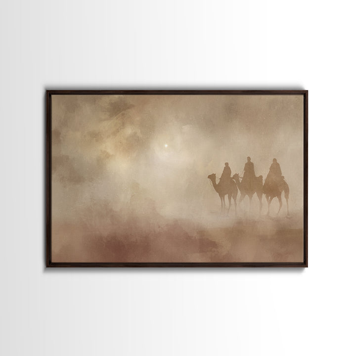Camel Nightwatch – Framed Canvas Print – Christian Christmas Art – Christian Art Canvas – Christian Wall Art – Christmas Art – Christian De