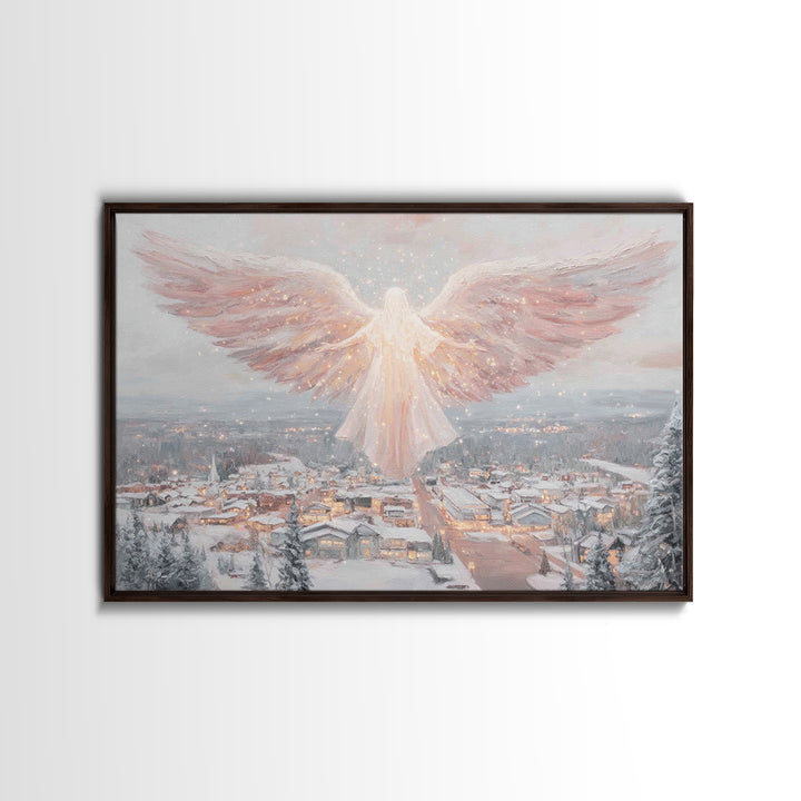 Angel Of Winter Grace – Framed Canvas Print – Christian Wall Art – Christian Art Canvas – Christmas Art – Christian Christmas Decor