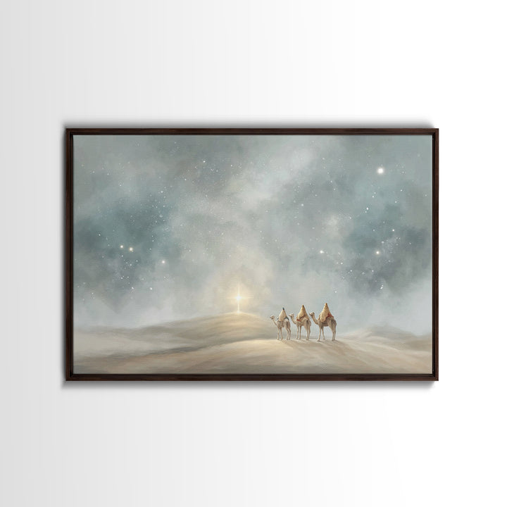 Hillside Star – Framed Canvas Print – Christian Christmas Art – Christian Wall Art – Christian Art Canvas – Christian Decor – Christmas Art