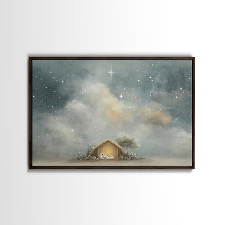 Nativity Peace – Framed Canvas Print – Christian Art Canvas – Christian Christmas Art – Christian Wall Art – Christmas Art – Christian Deco