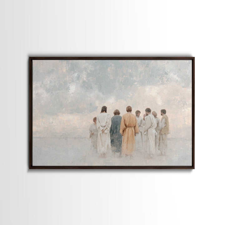 Celestial Gathering – Framed Canvas Print – Christian Wall Art – Jesus Painting – Christian Art Canvas – Christmas Art