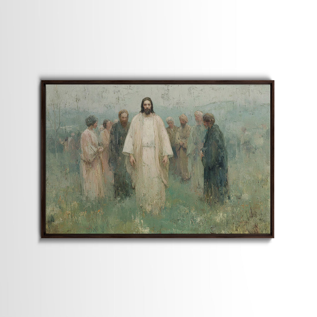 Sacred Meadow Light – Framed Canvas Print – Jesus Painting – Christian Wall Art – Christian Art Canvas – Christian Christmas Art