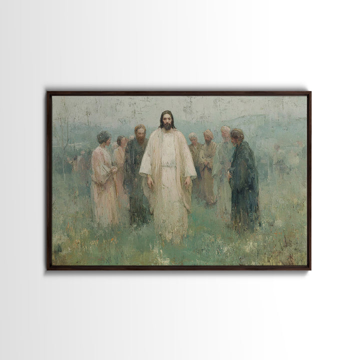 Sacred Meadow Light – Framed Canvas Print – Jesus Painting – Christian Wall Art – Christian Art Canvas – Christian Christmas Art