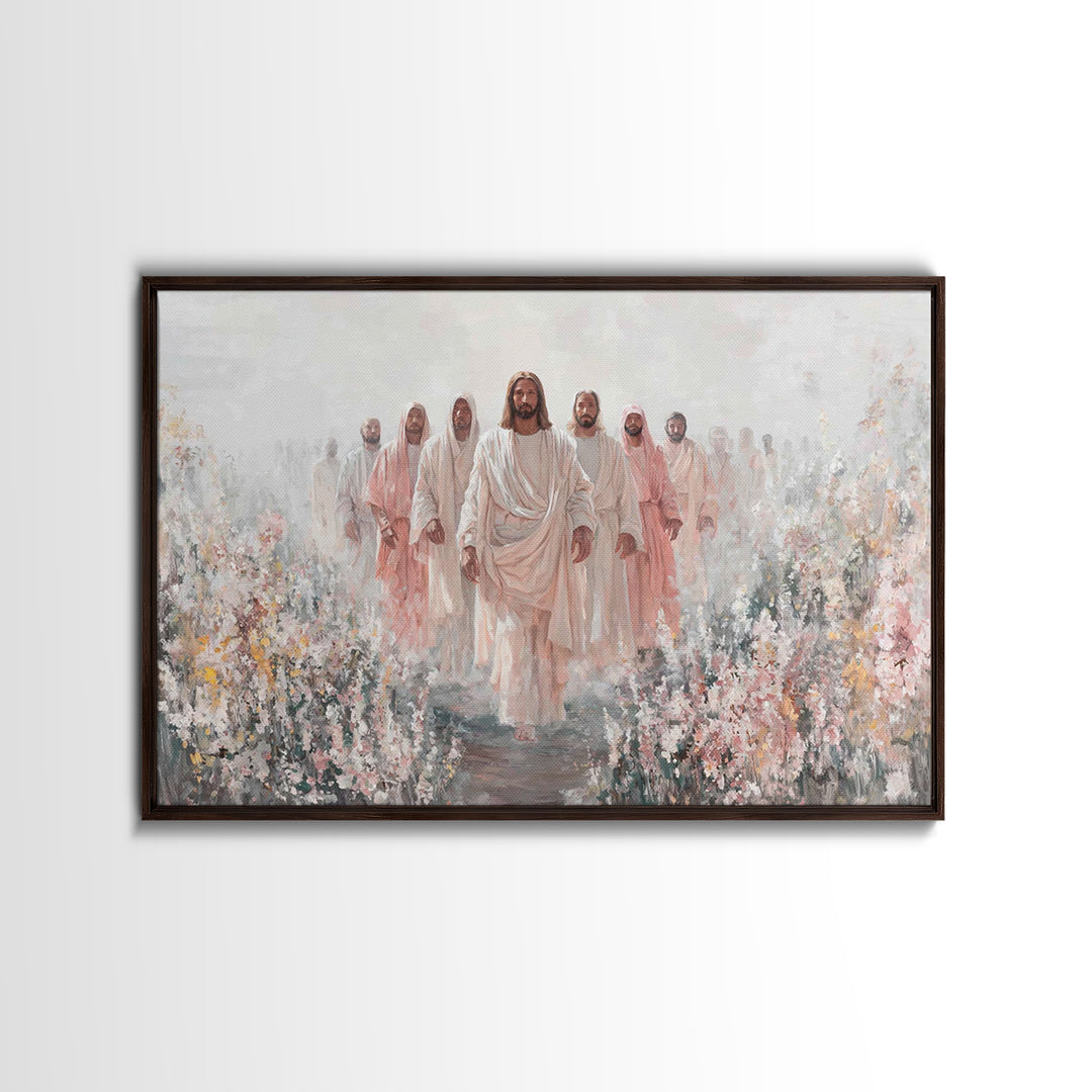 Rose Garden Path – Framed Canvas Print – Christian Wall Art – Jesus Painting – Christian Art Canvas – Christian Christmas Art
