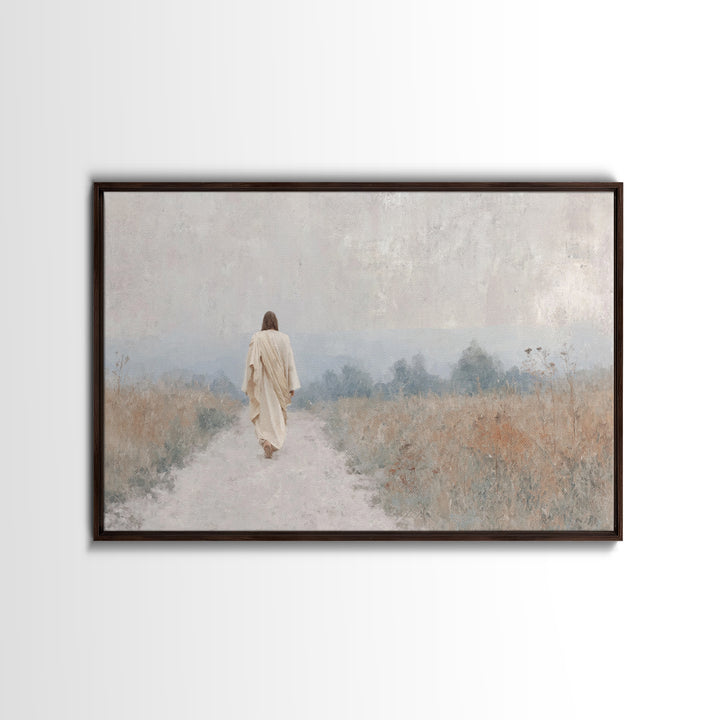 Quiet Path Light | Framed Canvas Print | Christian Art Canvas | Jesus Painting | Christian Wall Art | Minimalist Christian Art