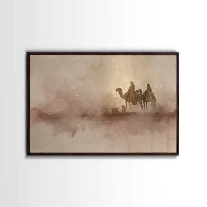 Starry Caravan Path | Framed Canvas Print | Christmas Art | Christian Christmas Art | Christmas Wall Art | Christian Art Canvas