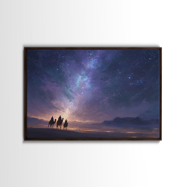 Night Journey – Framed Canvas Print – Christmas Art – Christian Wall Art – Christian Art Canvas – Jesus Painting – Christian Christmas Art