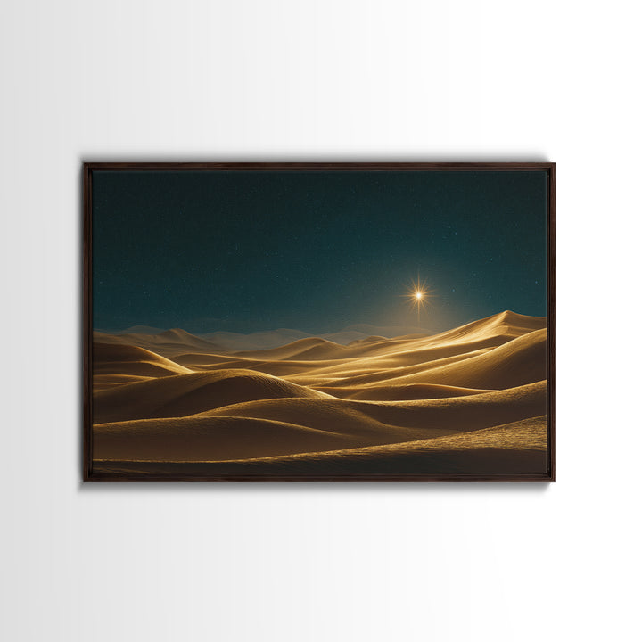 Golden Star – Framed Canvas Print – Christian Christmas Art – Christian Wall Art – Christian Art Canvas – Christmas Art – Jesus Painting