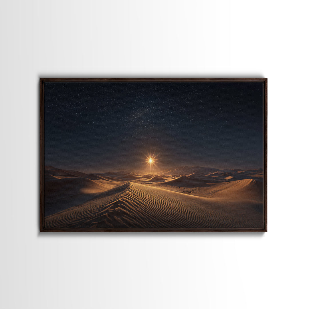 Midnight Radiance – Framed Canvas Print – Christian Wall Art – Christian Art Canvas – Christmas Art – Christian Christmas Art – Jesus Paint