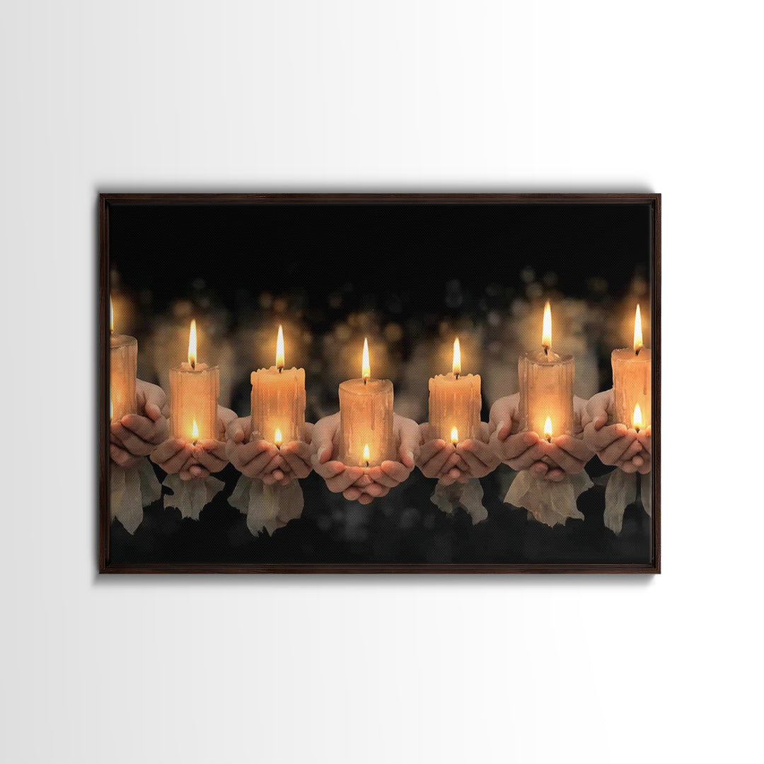 Holy Candle Line – Framed Canvas Print – Christian Wall Art – Christian Art Work – Christian Art Gift – Subtle Christian Art