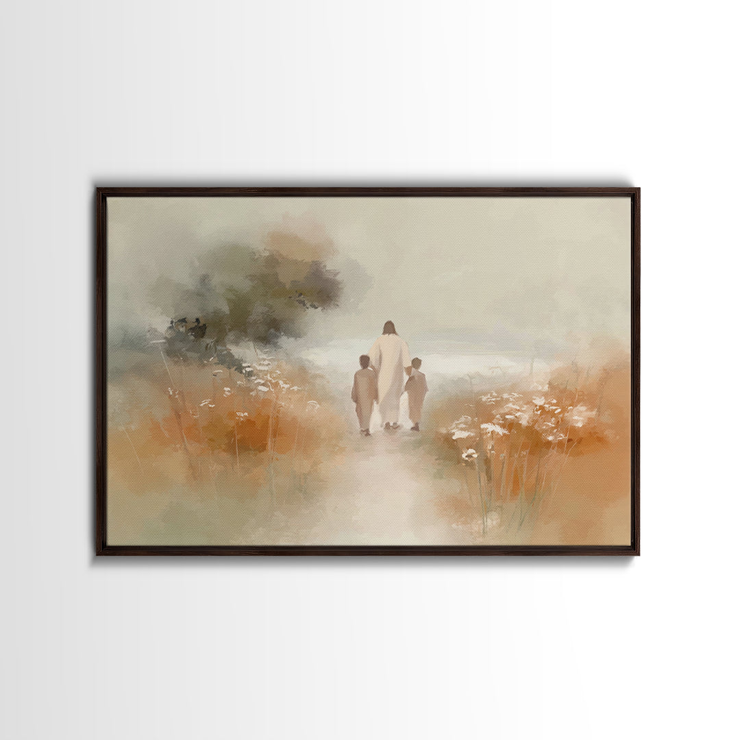 Radiant Garden Peace, Framed Canvas Print, Christian Wall Art, Jesus Painting, Christian Art Print, Christian Christmas Art