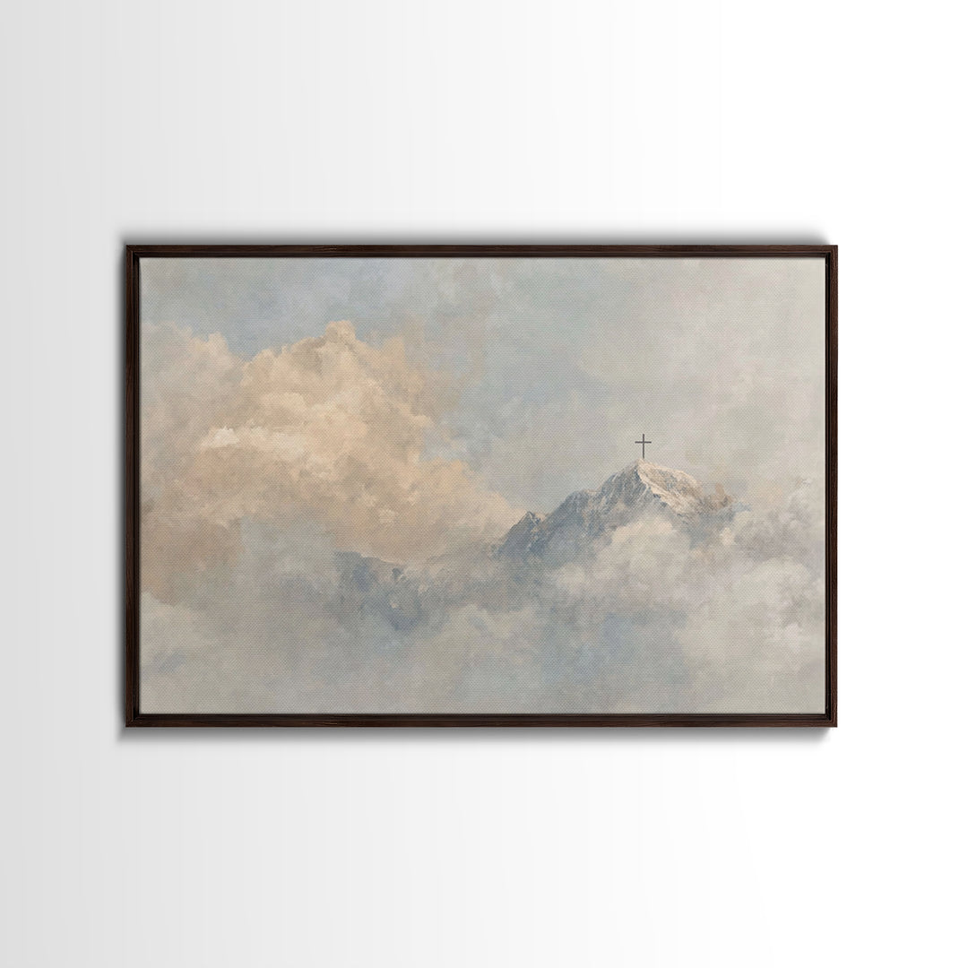 Heavenward Summit, Framed Canvas Print, Christian Art Canvas, Christian Wall Art, Subtle Christian Art, Large Christian Painting, Christian