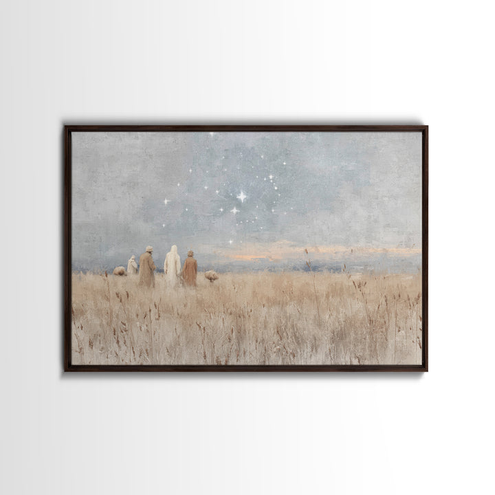Starry Fields – Framed Canvas Print – Christian Christmas Art – Subtle Christian Art – Christian Art Prints – Pastoral Scenery – Christian