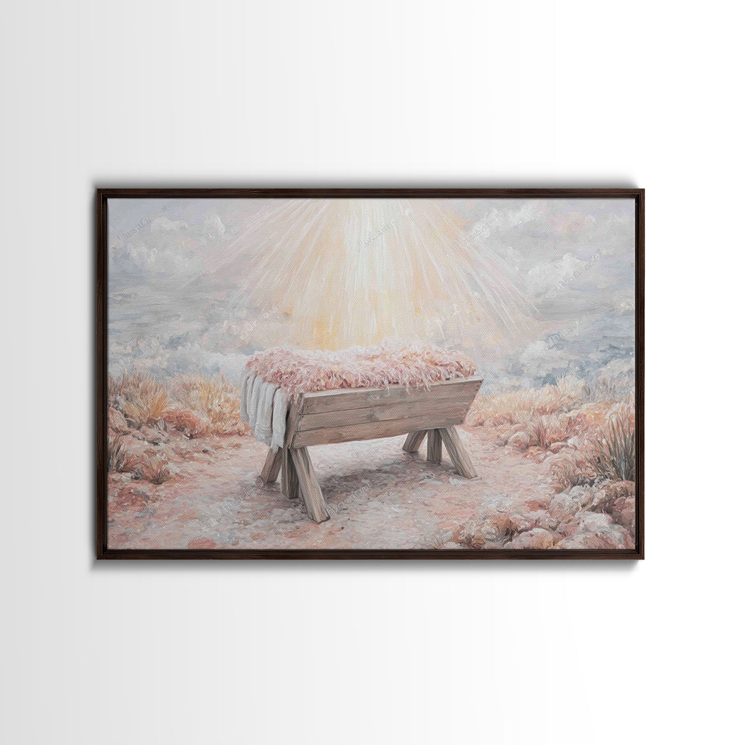 Manger Light – Framed Canvas Print – Christian Wall Art – Christian Art Canvas – Christmas Art – Jesus Christmas Art – Christian Art