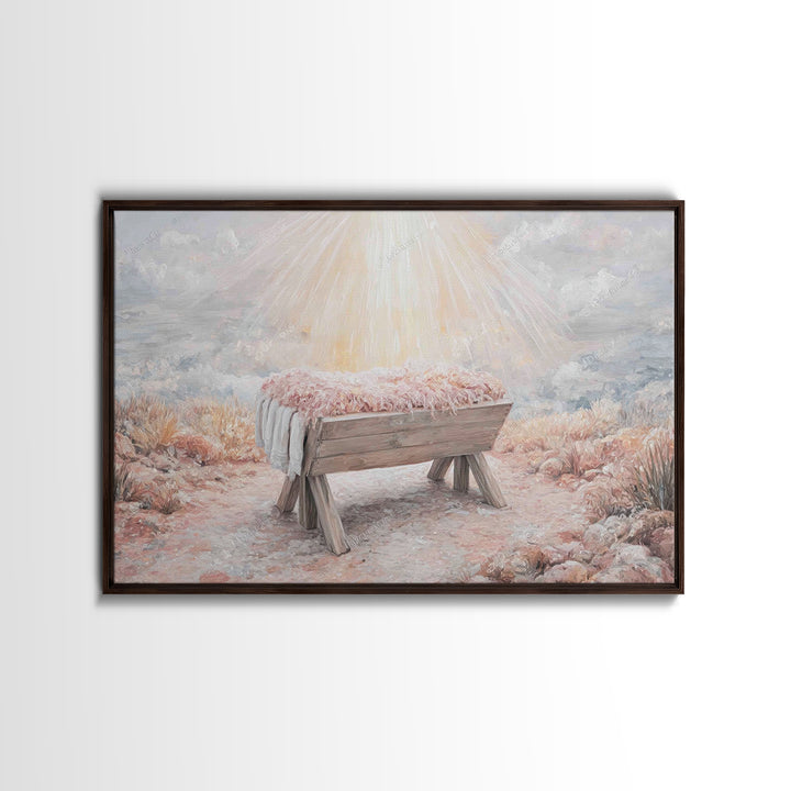 Manger Light – Framed Canvas Print – Christian Wall Art – Christian Art Canvas – Christmas Art – Jesus Christmas Art – Christian Art