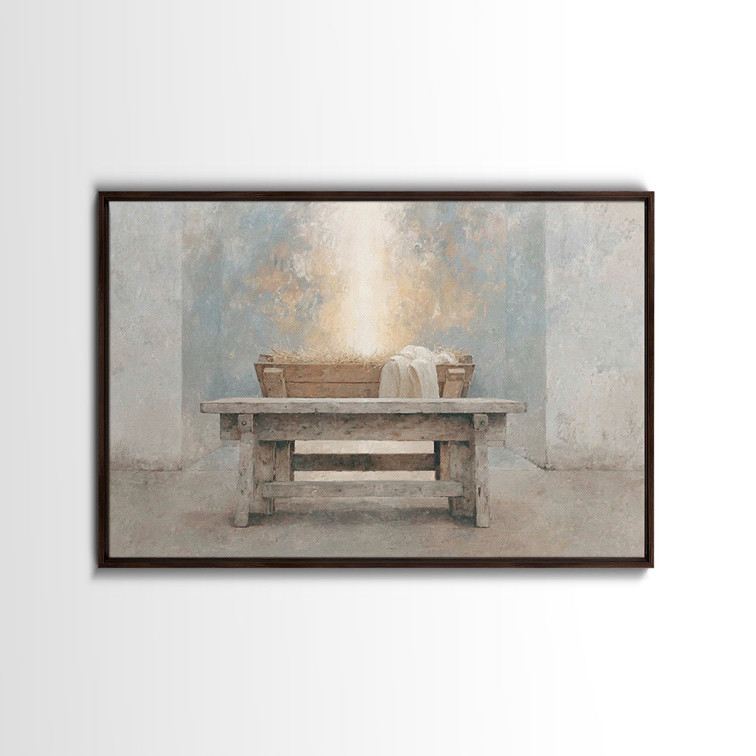 Cradle Of Heaven – Framed Canvas Print – Christian Art Canvas – Christian Wall Art – Christmas Art – Christian Christmas Art – Jesus Painti