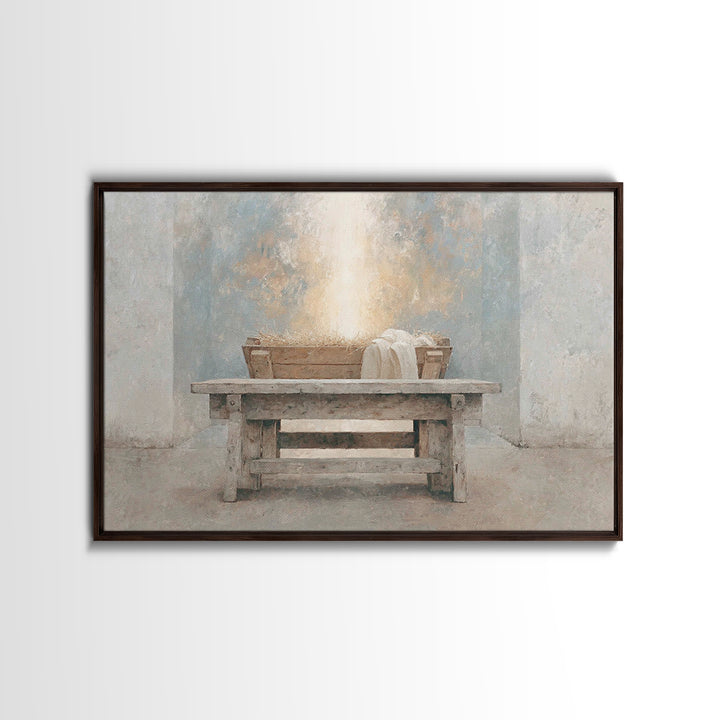 Cradle Of Heaven – Framed Canvas Print – Christian Art Canvas – Christian Wall Art – Christmas Art – Christian Christmas Art – Jesus Painti
