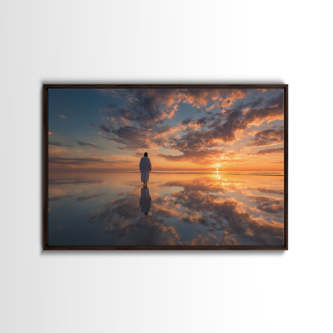 Sunrise Grace Path, Framed Canvas Print, Christian Art Canvas, Jesus Painting, Christian Wall Art, Large Christian Painting, Christian Art