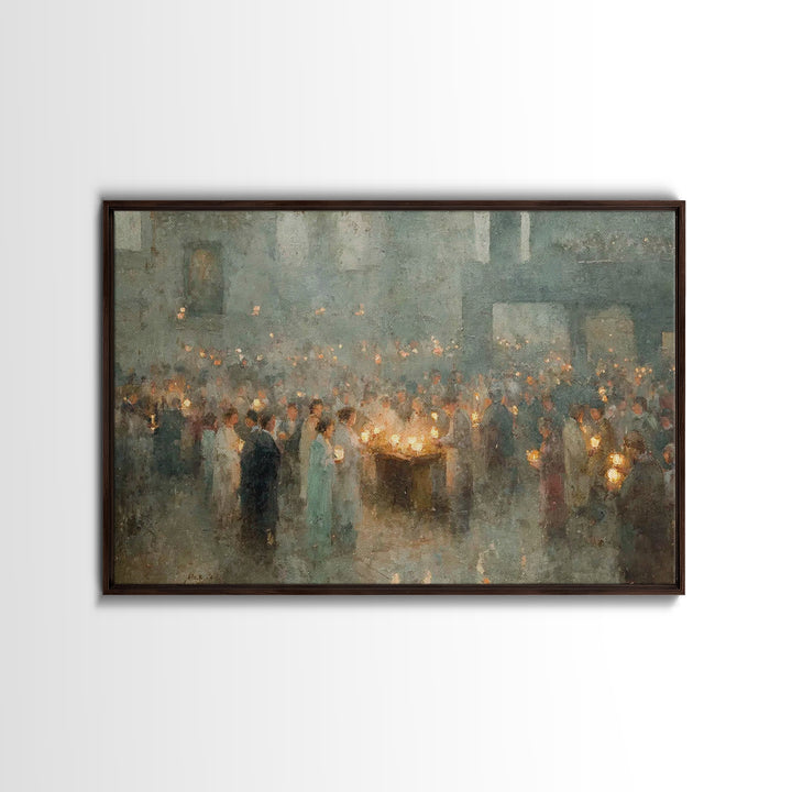 Sanctuary Gathering – Framed Canvas Print – Christian Art Canvas – Christian Wall Art – Vintage Christian Art – Christian Gift