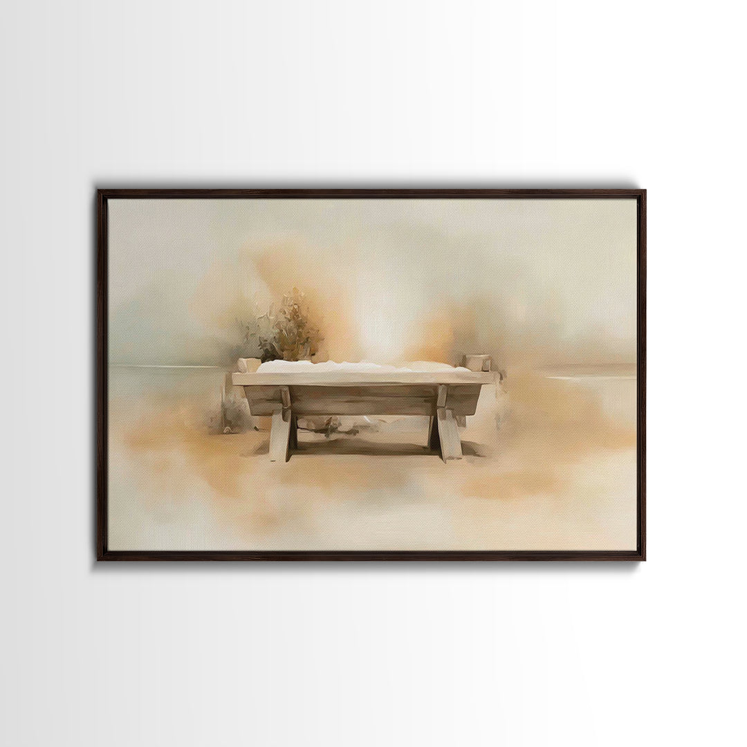 Manger Hope – Framed Canvas Print – Christmas Art – Christian Art Canvas – Christian Wall Art – Christian Christmas Decor – Subtle Christia