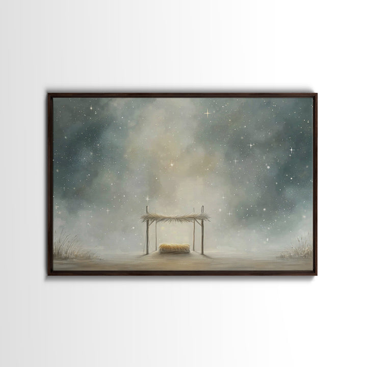 Heavenly Cradle – Framed Canvas Print – Christian Wall Art – Christian Art Canvas – Christmas Art – Christian Christmas Decor – Christian A