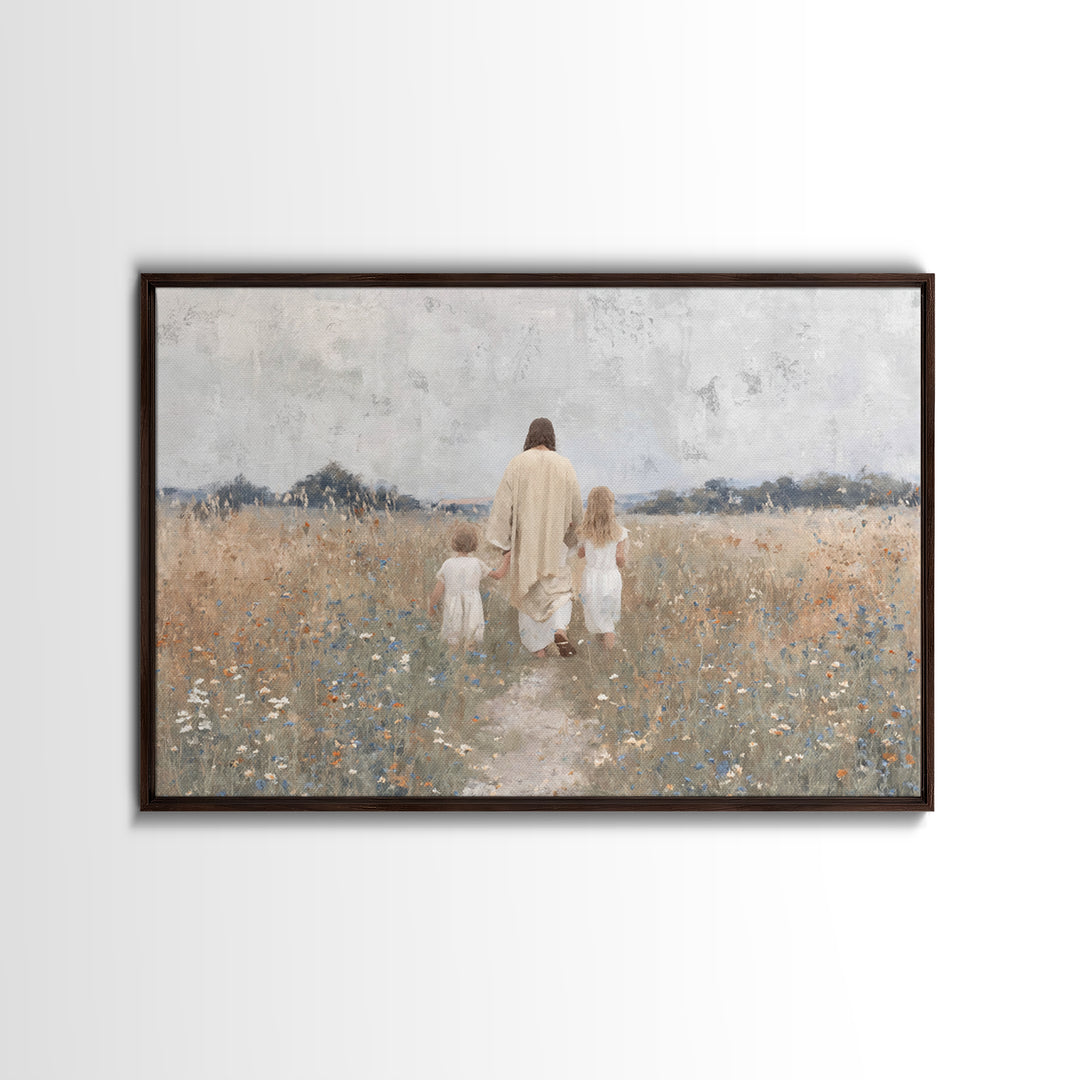 Path Of Peace – Framed Canvas Print – Christian Wall Art – Jesus Painting – Christian Art Canvas – Pastoral Scenery – Christian Christmas A