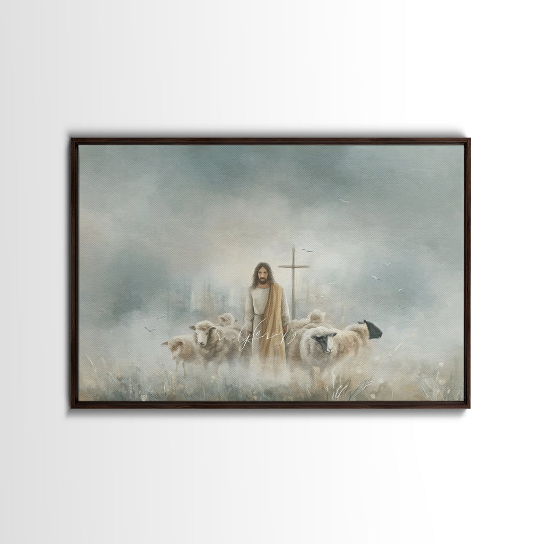 Shepherd Of Mercy – Framed Canvas Print – Christian Wall Art – Jesus Painting – Christian Art Canvas – Large Christian Painting – Christian