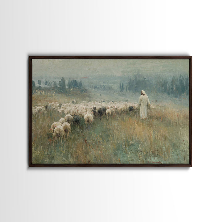 Shepherds Of Dawn – Framed Canvas Print – Christian Wall Art – Jesus Painting – Christian Art Canvas – Christmas Art