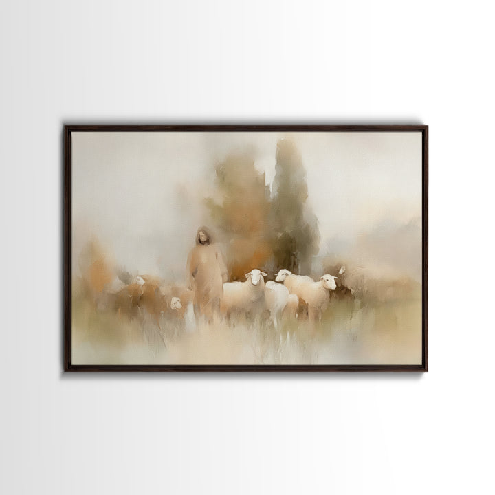 Shepherd’s Embrace – Framed Canvas Print – Christian Art Canvas – Christian Wall Art – Jesus Painting – Christmas Art