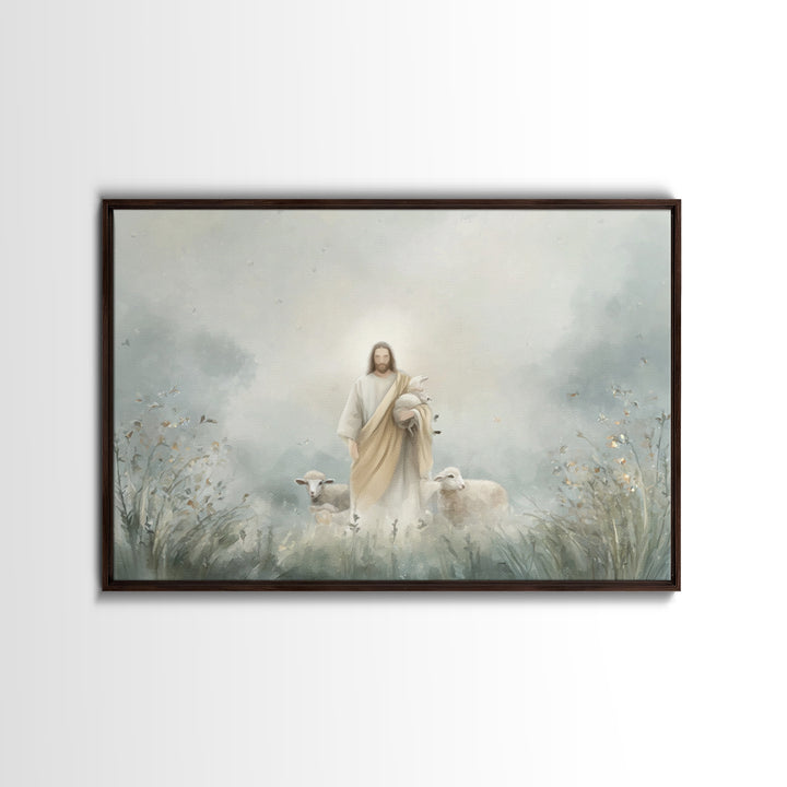 Autumn Shepherd Stillness | Framed Canvas Print | Christian Wall Art | Christian Art Canvas | Jesus Painting | Christmas Art