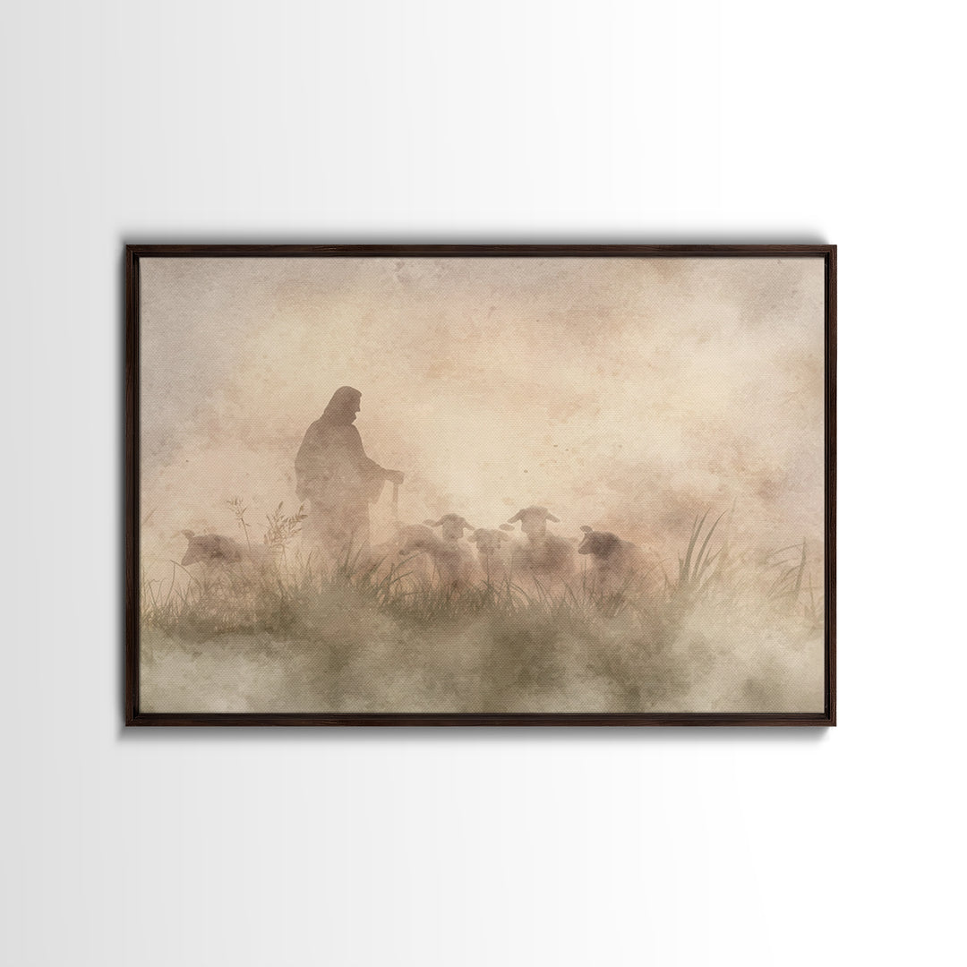 Radiant Pasture Grace – Framed Canvas Print – Christian Wall Art – Christian Art Canvas – Jesus Painting – Christmas Art