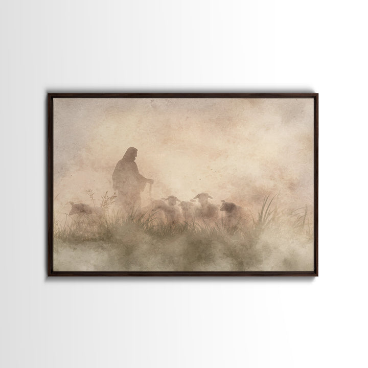 Radiant Pasture Grace – Framed Canvas Print – Christian Wall Art – Christian Art Canvas – Jesus Painting – Christmas Art