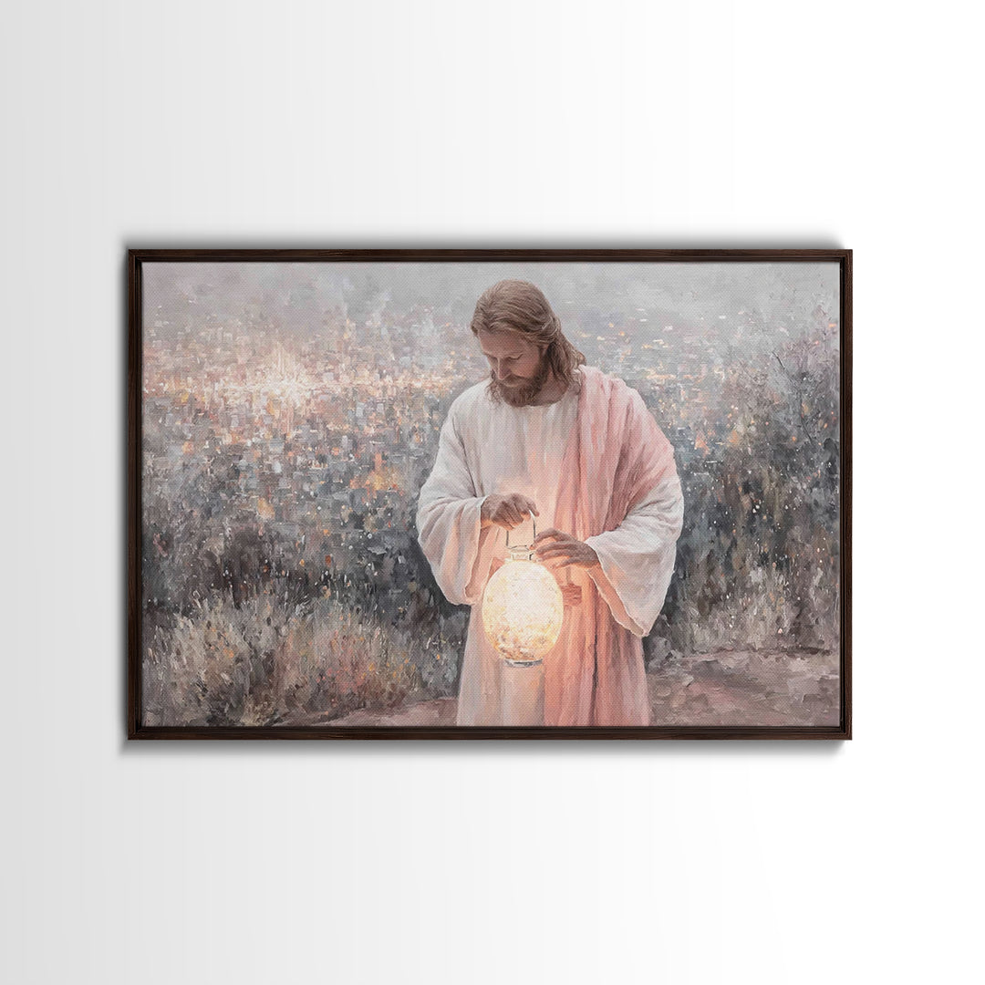 City Of Light – Framed Canvas Print – Jesus Painting – Christian Wall Art – Christian Art Canvas – Christian Christmas Art – Unique Christi