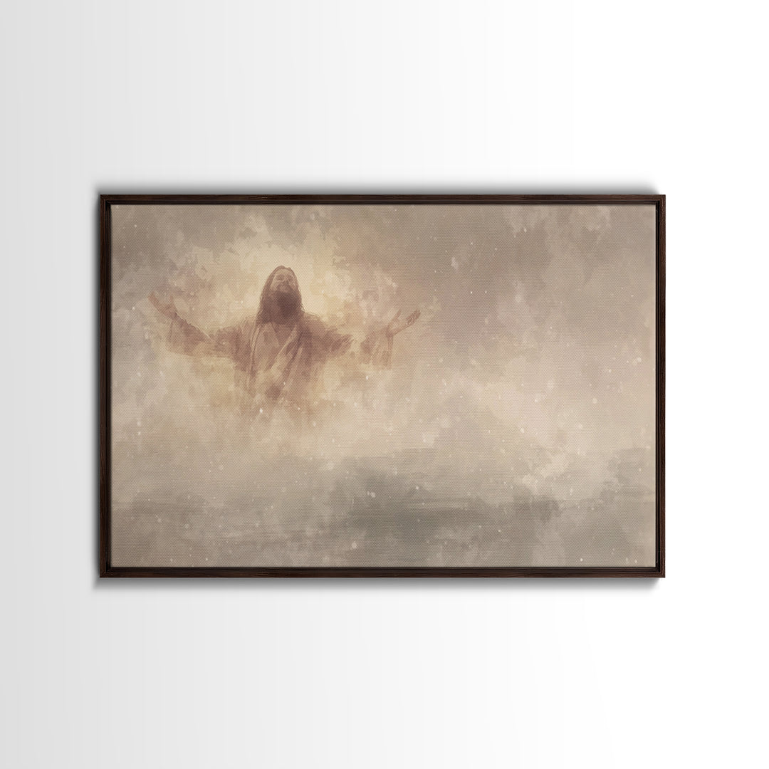 Heavenly Rise – Framed Canvas Print – Christian Art Canvas – Jesus Painting – Christian Wall Art – Christian Gift – Modern Christian Art
