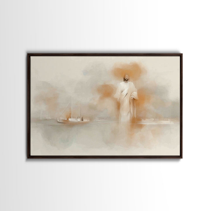 Calm Sea Promise, Framed Canvas Print, Christian Art Canvas, Jesus Painting, Christian Wall Art, Large Christian Art, Christian Gift Ideas