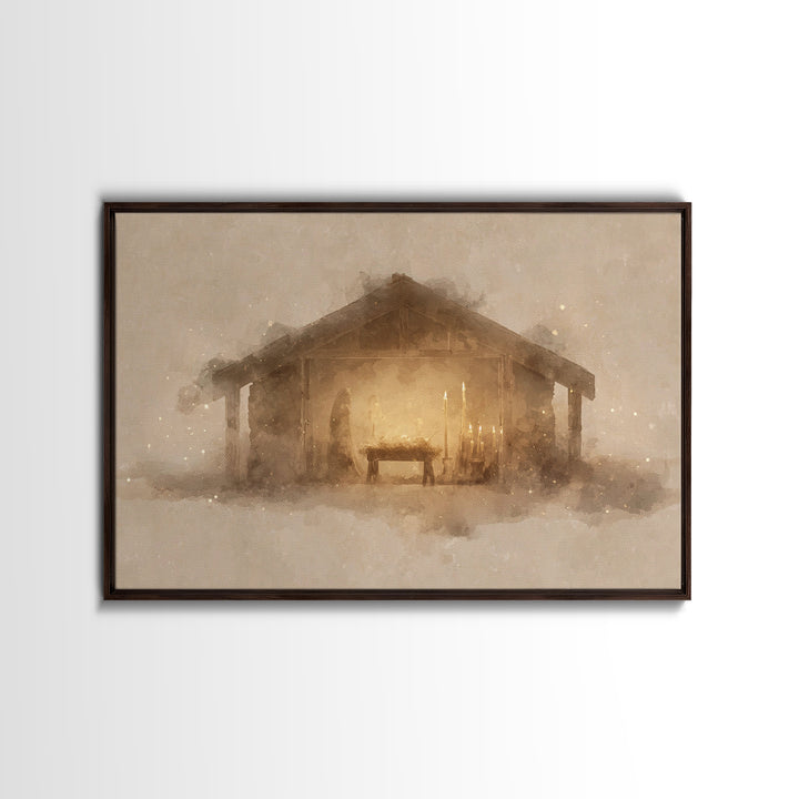 Stable Of Peace – Framed Canvas Print – Christian Wall Art – Christian Art Canvas – Christmas Art – Christian Christmas Decor – Christian A