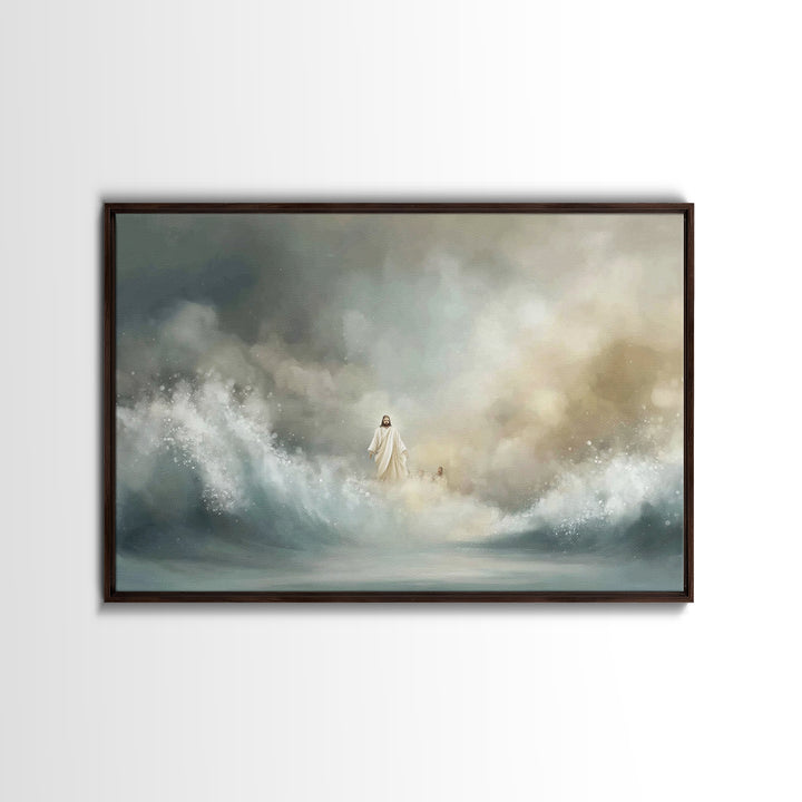 The Guiding Tide – Framed Canvas Print – Jesus Painting – Christian Wall Art – Christian Art Canvas – Christian Christmas Art – Modern Chri