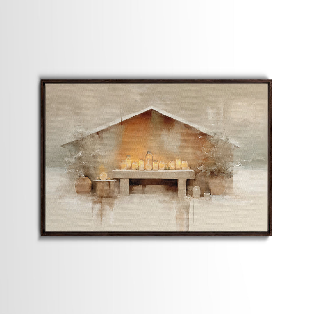 Humble Manger Stillness | Framed Canvas Print | Christian Wall Art | Christian Art Canvas | Christmas Art | Subtle Christian Art | Christia