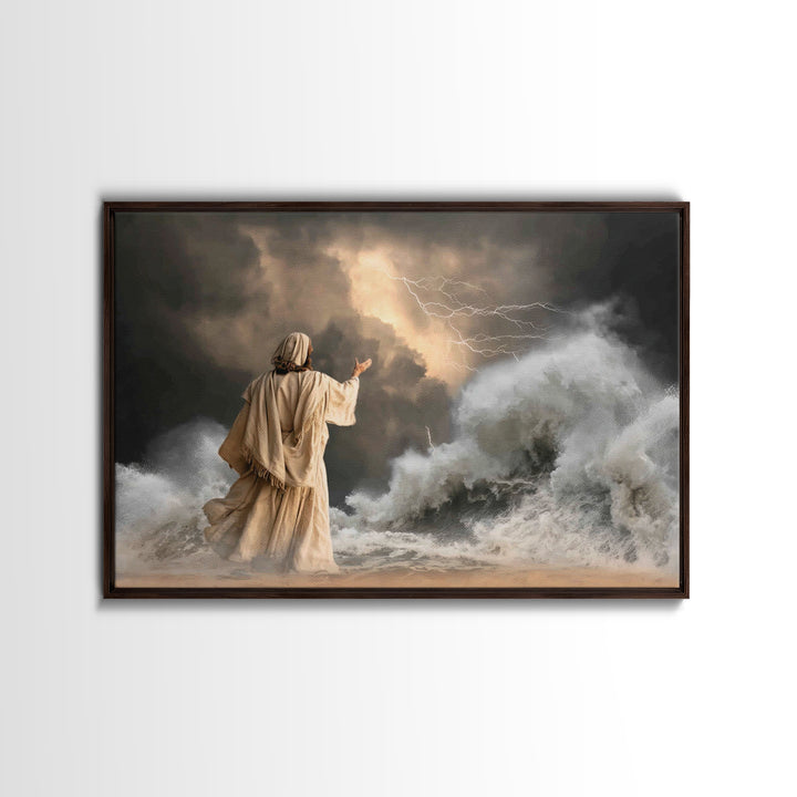 Thunderous Mercy | Framed Canvas Print | Christian Wall Art | Jesus Canvas Art | Christian Art Painting | Moody Christian Art | Christian D