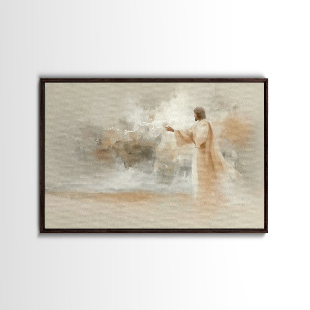 Divine Stillness – Framed Canvas Print – Minimalist Christian Art – Christian Wall Art – Jesus Painting – Christian Art Canvas – Abstract C