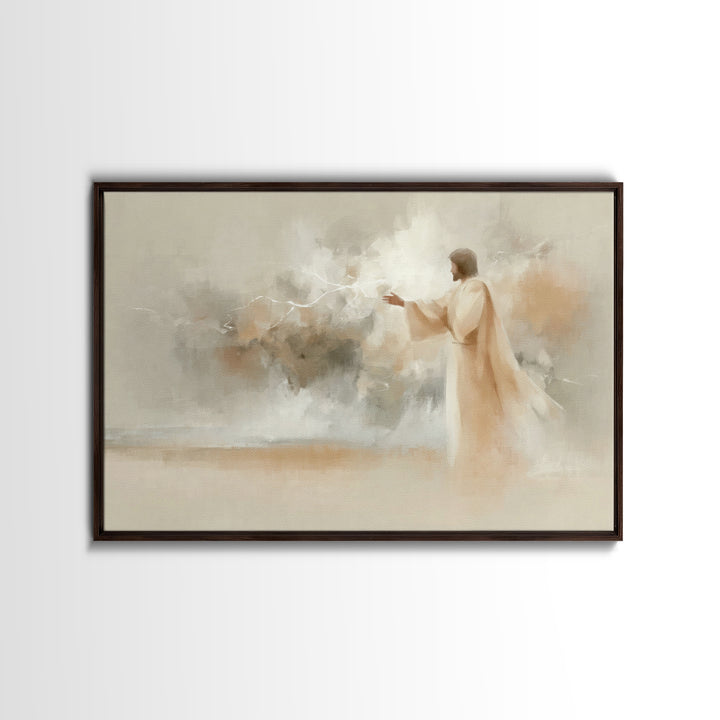 Divine Stillness – Framed Canvas Print – Minimalist Christian Art – Christian Wall Art – Jesus Painting – Christian Art Canvas – Abstract C