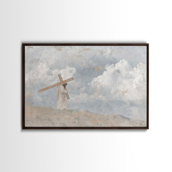 Calvary Sky – Framed Canvas Print – Christian Art Canvas – Christian Wall Art – Jesus Painting – Modern Christian Painting – Christian Gift