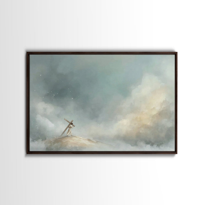 Hilltop Journey – Framed Canvas Print – Jesus Painting – Christian Art Canvas – Christian Wall Art – Subtle Christian Art – Christian Gift
