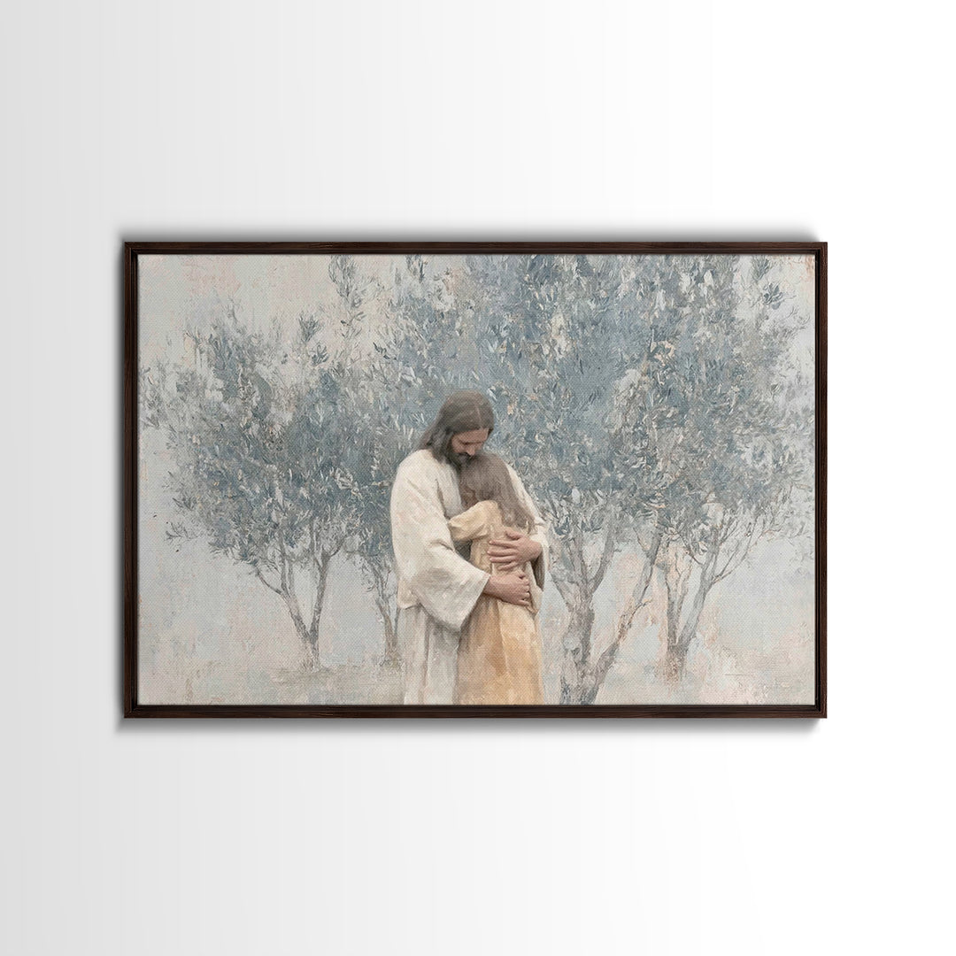 Olive Grove Peace – Framed Canvas Print – Christian Art Canvas – Jesus Painting – Christian Wall Art – Subtle Christian Paintings – Christi