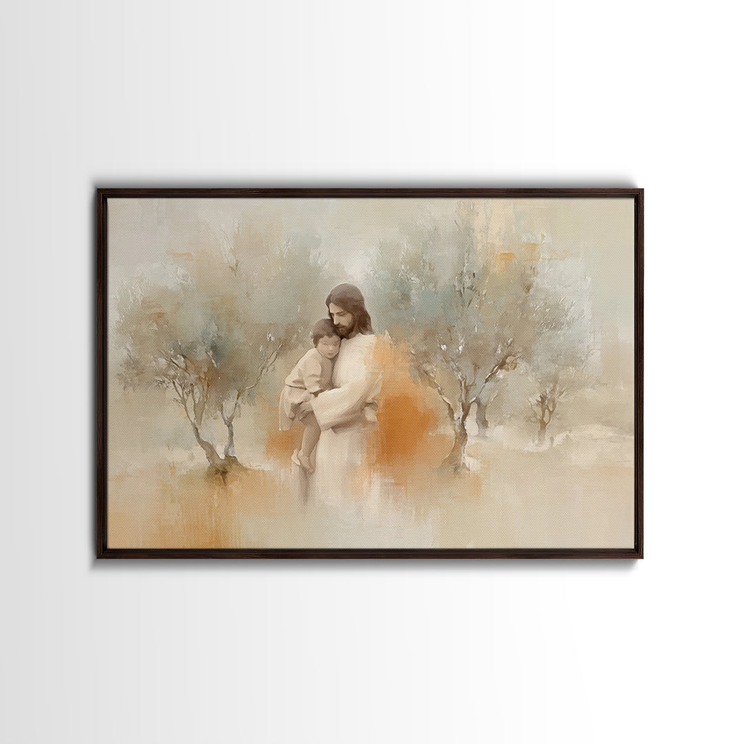 Sheltering Light – Framed Canvas Print – Christian Art Canvas – Jesus Painting – Christian Wall Art – Christian Gift Ideas – Large Christia