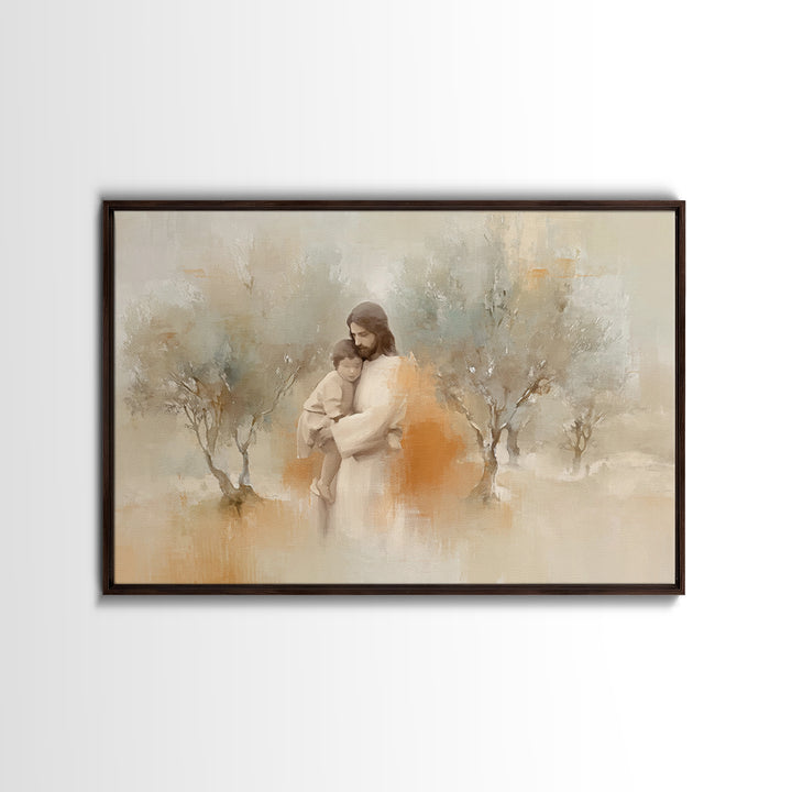Sheltering Light – Framed Canvas Print – Christian Art Canvas – Jesus Painting – Christian Wall Art – Christian Gift Ideas – Large Christia