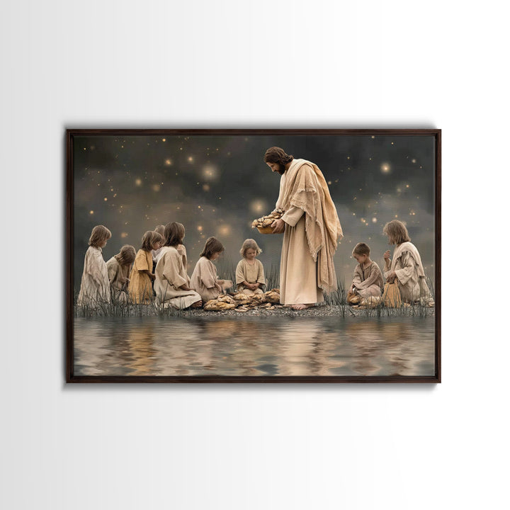 Bread Of Mercy – Framed Canvas Print – Jesus Painting – Christian Art Canvas – Christian Wall Art – Large Christian Art – Modern Christian