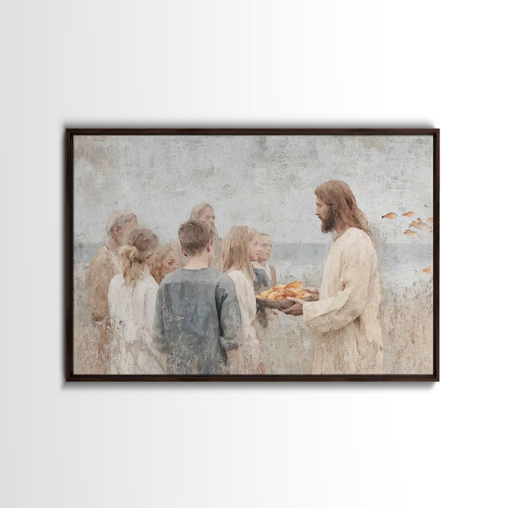 Gathered Blessing – Framed Canvas Print – Christian Art Canvas – Christian Wall Art – Jesus Painting – Christian Art Print – Christian Deco
