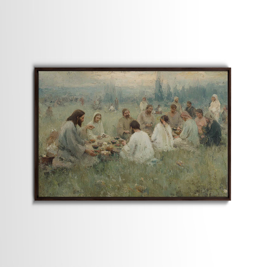 Fields Of Sharing – Framed Canvas Print – Christian Art Canvas – Large Christian Painting – Christian Wall Art – Subtle Christian Paintings